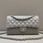 Chanel A01112 Flap Classic 11.12 Handbag Haas Lambskin & Gold Tone Metal Light Gray