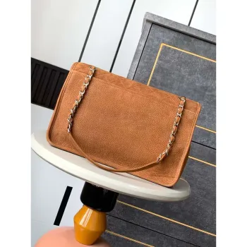 Chanel A90090 Flap Bag Vintage Earthy Yellow Suede Silver