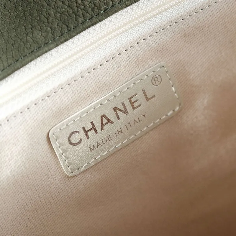 Chanel A90090 Flap Bag Vintage Green Suede Silver