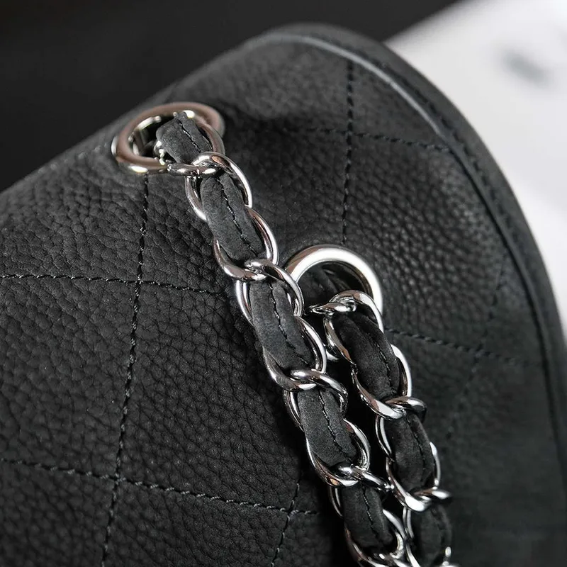 Chanel A90090 Flap Bag Vintage Black Suede Silver