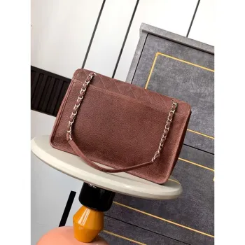 Chanel A90090 Flap Bag Vintage Coffee Suede Silver