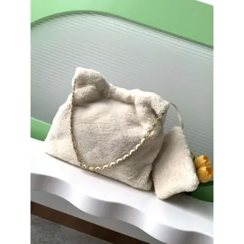 Chanel 22 Handbag Sheep wool & Gold Tone Metal AS3261 Beige
