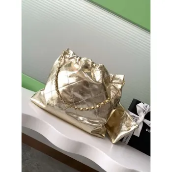 Chanel 22 Handbag Fantasy color Calfskin & Gold Tone Metal AS3261 Gold
