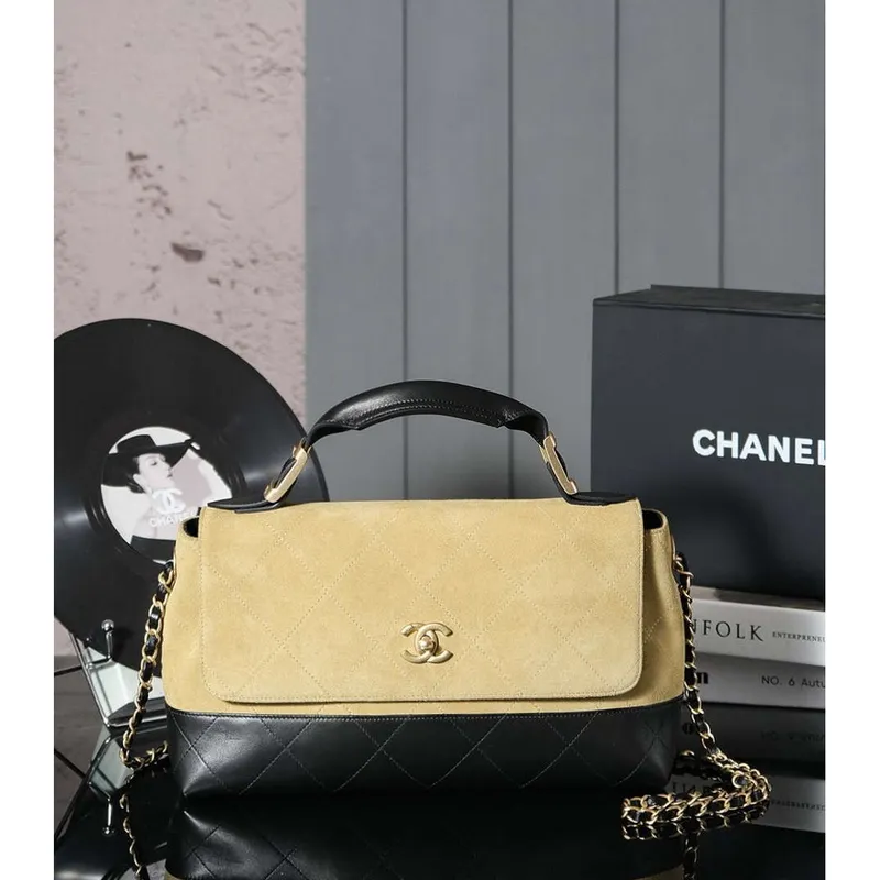 Chanel A99002 Shopping Bag 25P Diamond Basket Shopping Bag Black and Tan