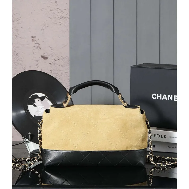 Chanel A99002 Shopping Bag 25P Diamond Basket Shopping Bag Black and Tan