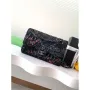Chanel 25C A01112 Flap Bag Black Fabric Printed