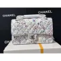 Chanel 25C A01112 Flap Bag  White  Pink Fabric Printed
