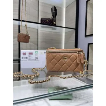 Chanel AP2303 Clutch With Chain in Lambskin gold balls Brown