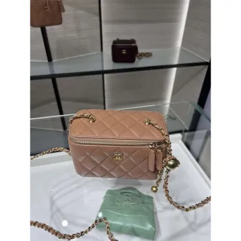 Chanel AP2303 Clutch With Chain in Lambskin gold balls Brown