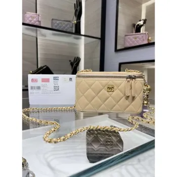 Chanel AP2303 Clutch With Chain in Lambskin gold balls Apricot