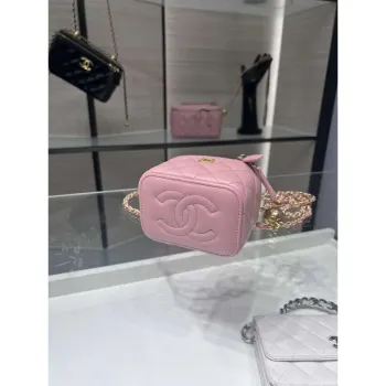 Chanel AP1447 small Vanity with chain lambskin gold Adjustable small gold balls Pink