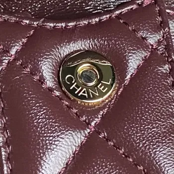Chanel AS5220 Small Camera Case Bag Shiny Crumpled Lambskin & Gold Tone Metal Dark Red