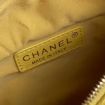 Chanel AS5220 Small Camera Case Bag Shiny Crumpled Lambskin & Gold Tone Metal Yellow