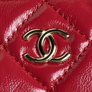 Chanel AS5220 Small Camera Case Bag Shiny Crumpled Lambskin & Gold Tone Metal Red