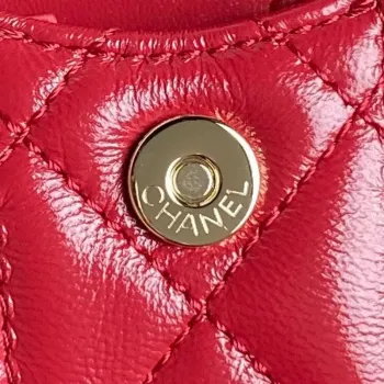 Chanel AS5220 Small Camera Case Bag Shiny Crumpled Lambskin & Gold Tone Metal Red