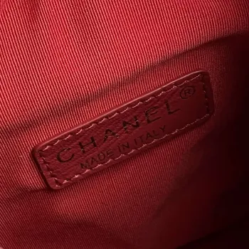 Chanel AS5220 Small Camera Case Bag Shiny Crumpled Lambskin & Gold Tone Metal Red