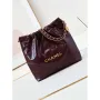 Chanel 22 AS3260 Small Handbag Shiny Calfskin Dark Red Gold