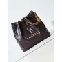 Chanel 22 AS3261 Handbag Shiny Calfskin Dark Brown