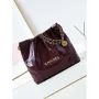 Chanel 22 AS3261 Handbag Shiny Calfskin Dark Red