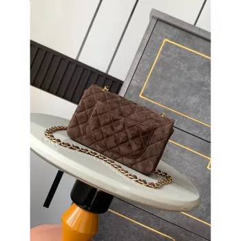 Chanel A69900 Mini Flap Bag Suede leather AS1116 Dark Brown