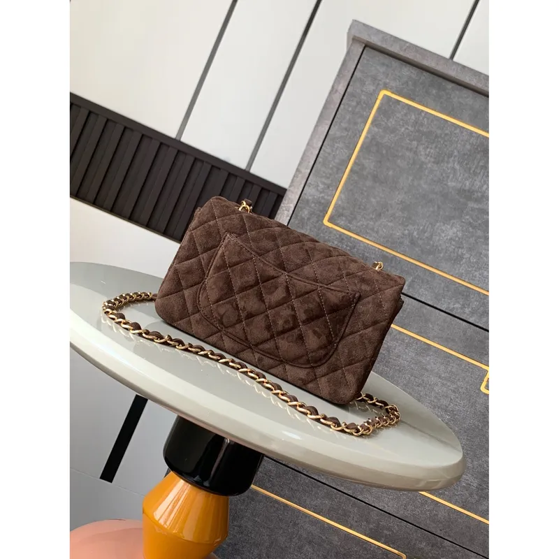 Chanel A69900 Mini Flap Bag Suede leather AS1116 Dark Brown