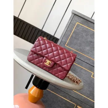 Chanel A69900 Mini Flap Bag Lambskin AS1116 Wine Red