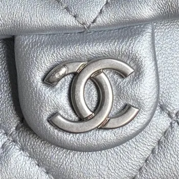 Chanel AS5302 Hobo Shiny Lambskin & Gold Tone Metal Silver