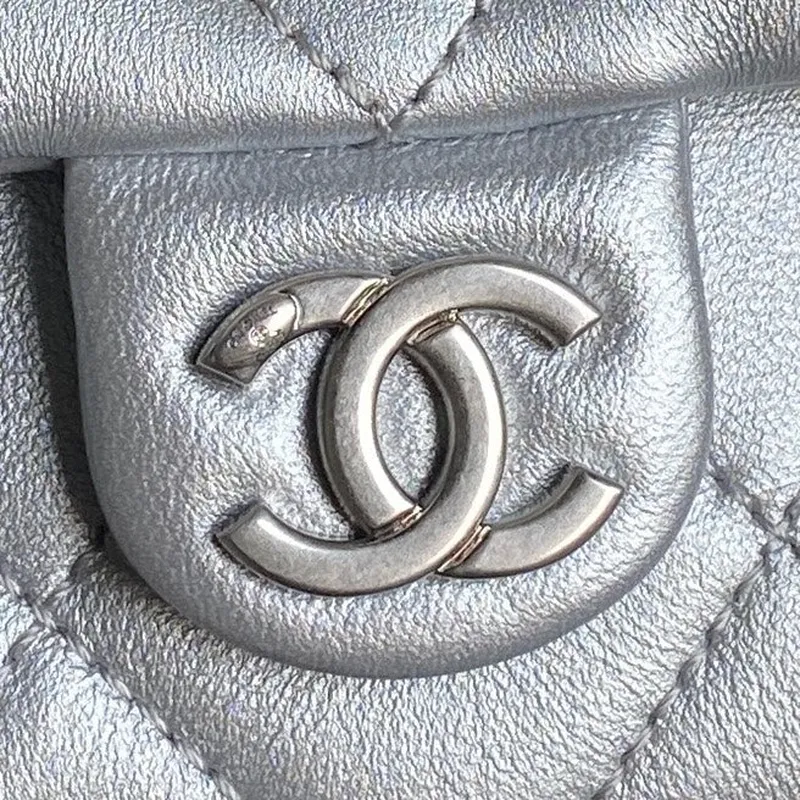 Chanel AS5302 Hobo Shiny Lambskin & Gold Tone Metal Silver