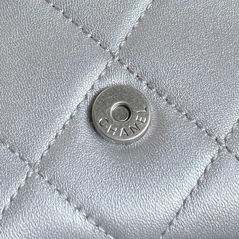 Chanel AS5302 Hobo Shiny Lambskin & Gold Tone Metal Silver