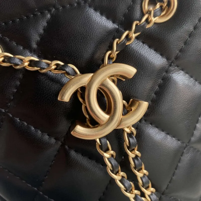 Chanel As2057 Shopping bag Bucket Drawstring 24c Bag Black