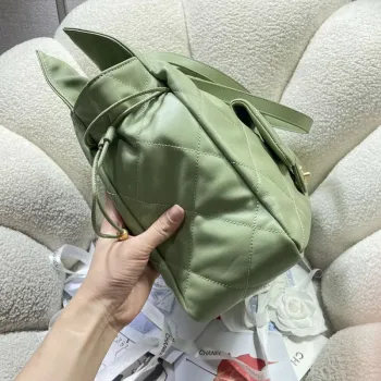 Chanel AS5315 Shopping Bag Shiny Lambskin & Gold Tone Metal Green