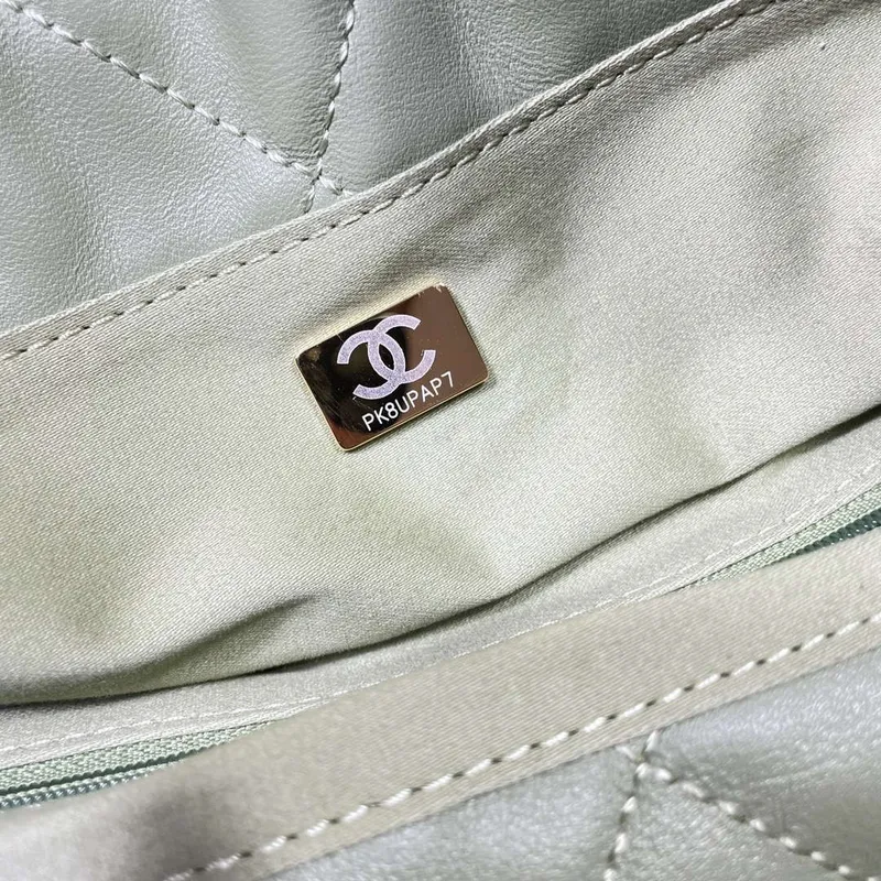 Chanel AS5315 Shopping Bag Shiny Lambskin & Gold Tone Metal Green