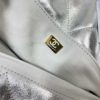 Chanel AS5315 Shopping Bag Shiny Lambskin & Gold Tone Metal Silver
