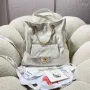 Chanel AS5315 Shopping Bag Shiny Lambskin & Gold Tone Metal  White