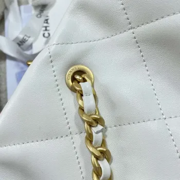 Chanel AS5315 Shopping Bag Shiny Lambskin & Gold Tone Metal  White