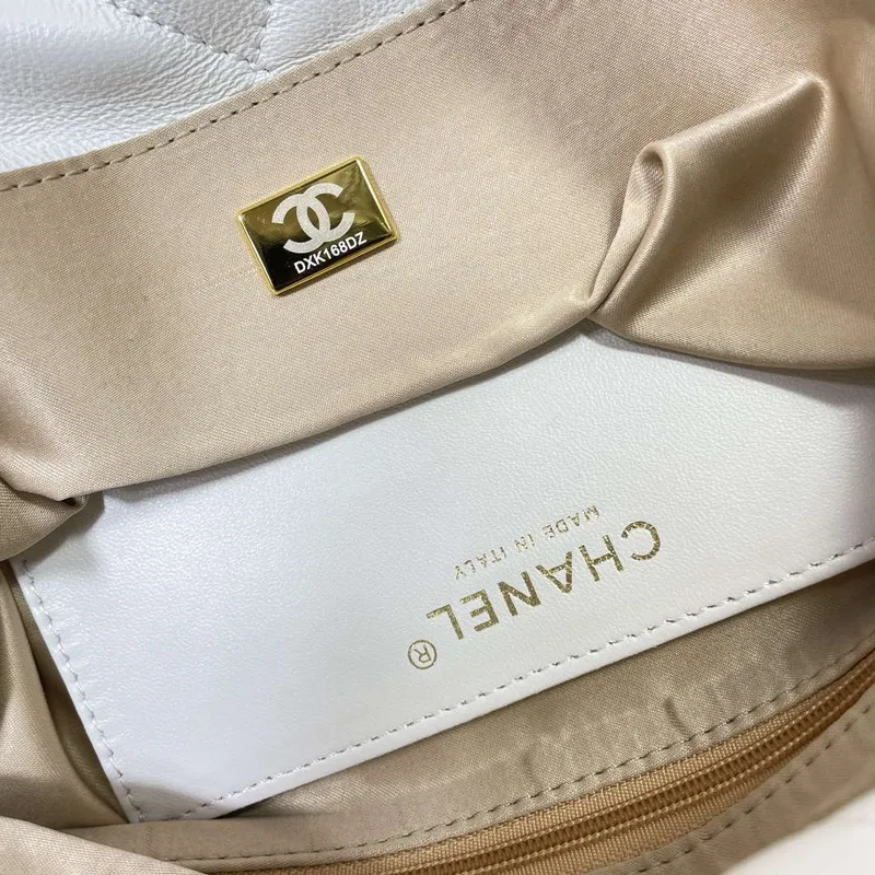 Chanel AS5315 Shopping Bag Shiny Lambskin & Gold Tone Metal  White
