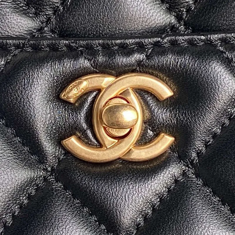 Chanel AS5192 Small Tote Shiny Lambskin & Gold Tone Metal Black