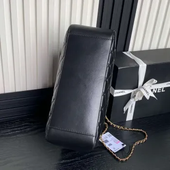 Chanel AS5192 Small Tote Shiny Lambskin & Gold Tone Metal Black