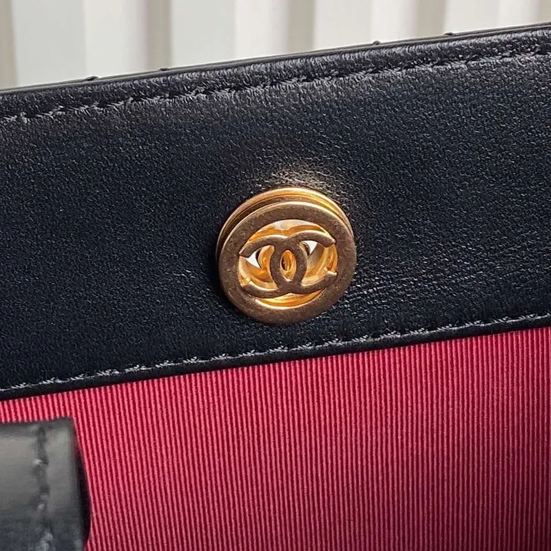 Chanel AS5192 Small Tote Shiny Lambskin & Gold Tone Metal Black