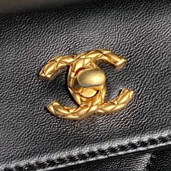 Chanel 25C AS5036 Small Tote Lambskin & Gold Tone Metal Black