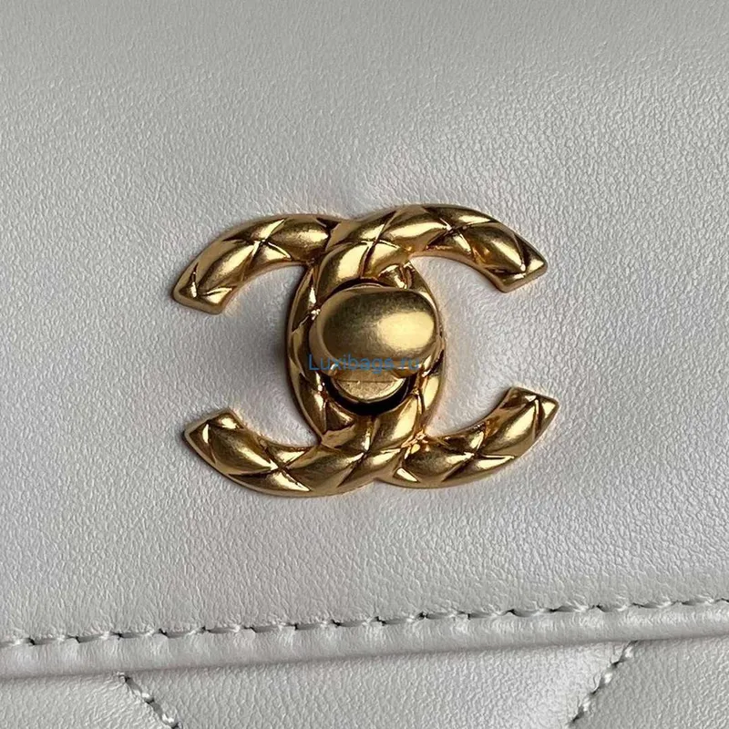 Chanel 25C AS5036 Small Tote Lambskin & Gold Tone Metal White