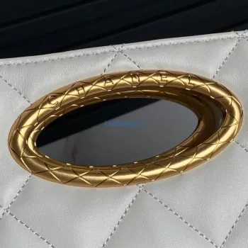 Chanel 25C AS5036 Small Tote Lambskin & Gold Tone Metal White
