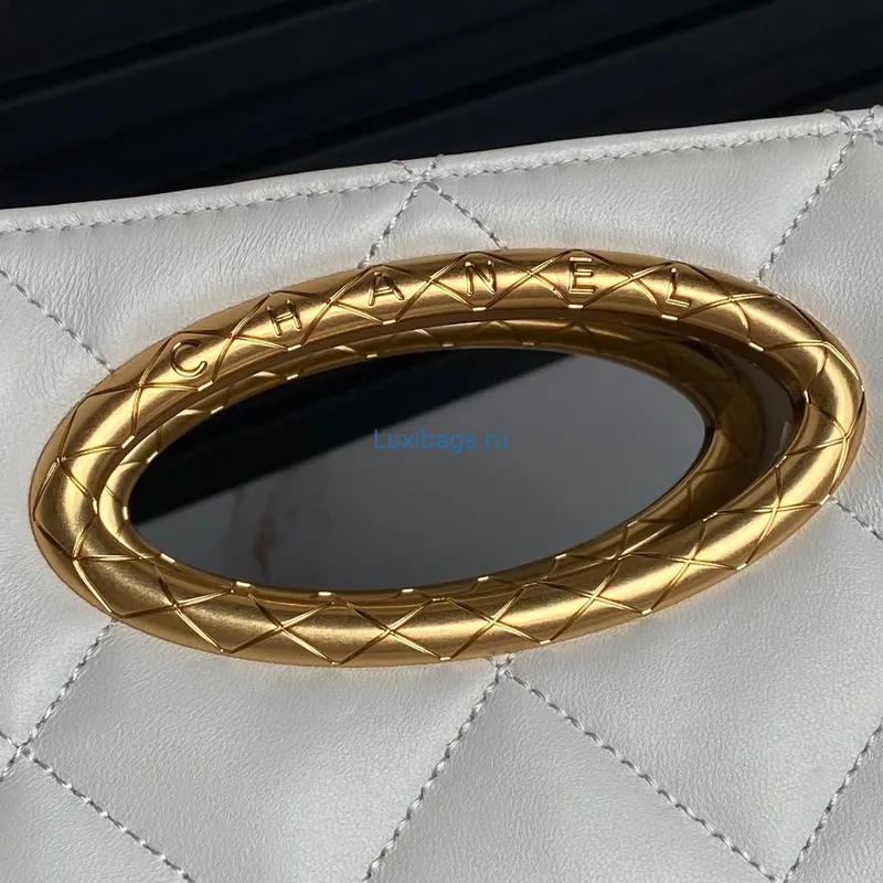 Chanel 25C AS5036 Small Tote Lambskin & Gold Tone Metal White
