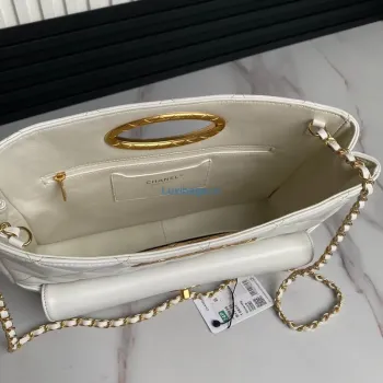 Chanel 25C AS5036 Small Tote Lambskin & Gold Tone Metal White