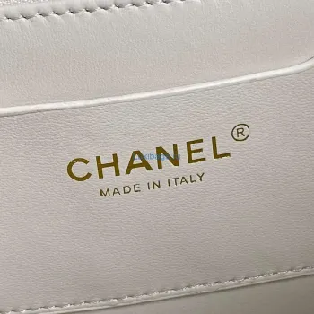 Chanel 25C AS5036 Small Tote Lambskin & Gold Tone Metal White