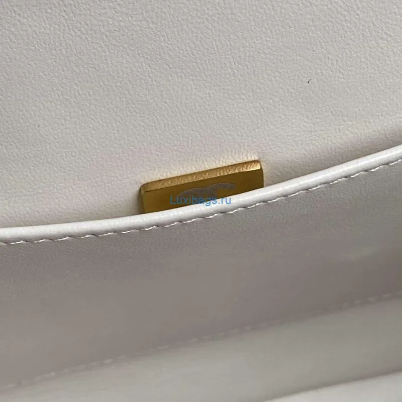 Chanel 25C AS5036 Small Tote Lambskin & Gold Tone Metal White