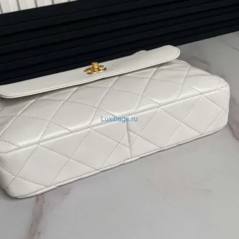 Chanel 25C AS5036 Small Tote Lambskin & Gold Tone Metal White