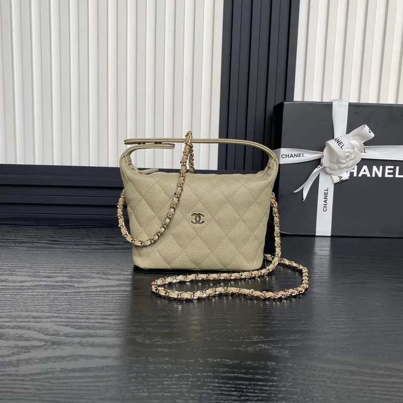 Chanel 25C AP4386 Hobo Grained Calfskin & Gold Tone Metal Ligth Green