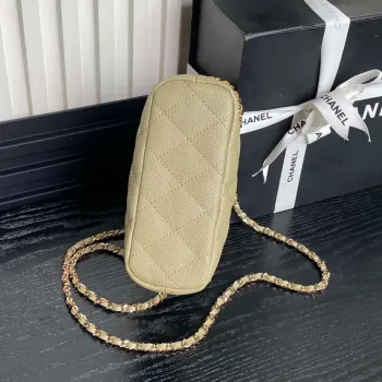 Chanel 25C AP4386 Hobo Grained Calfskin & Gold Tone Metal Ligth Green