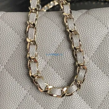 Chanel 25C AP4386 Hobo Grained Calfskin & Gold Tone Metal Gray